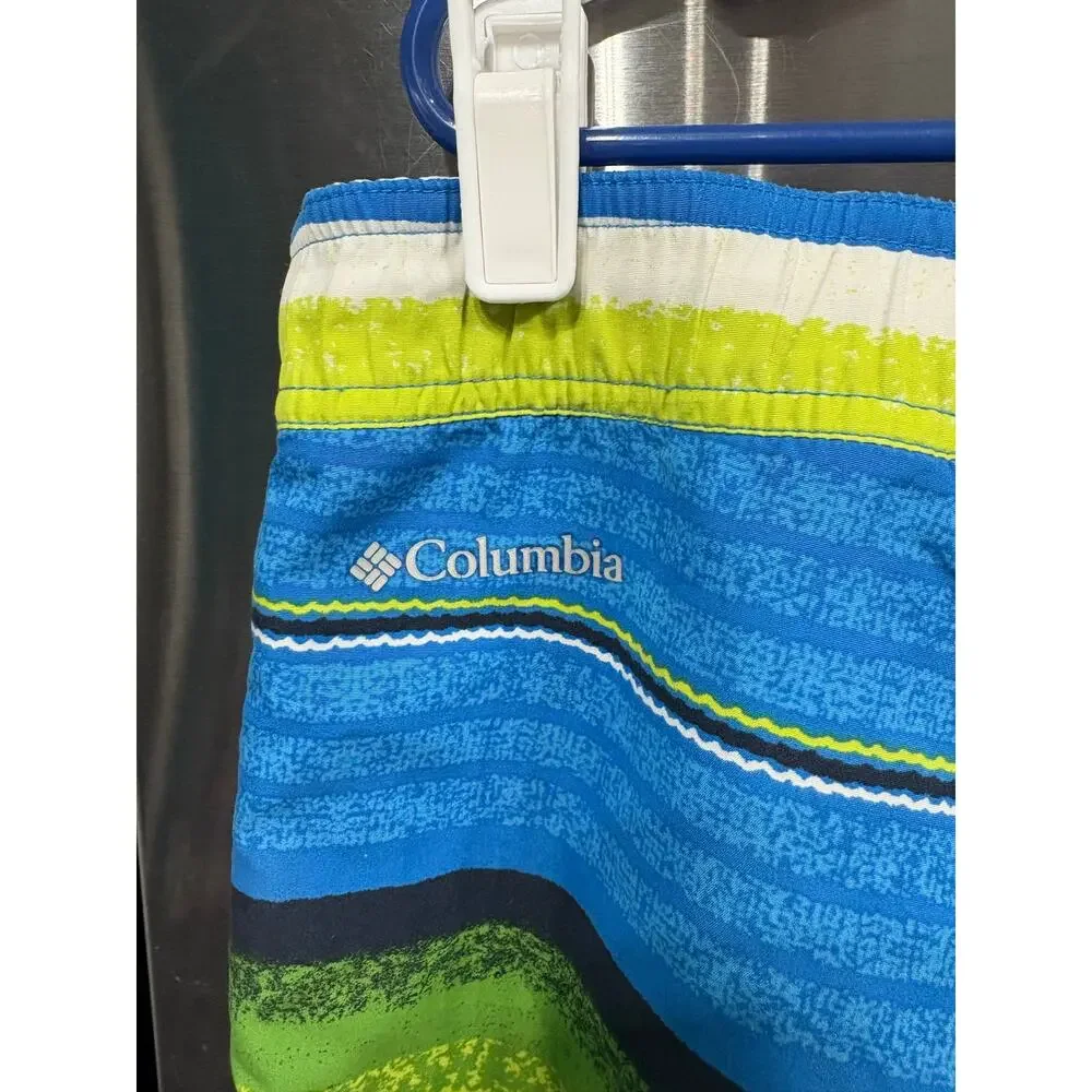 Green and Blue Striped Swim Trunks - Columbia - L (14-16)
